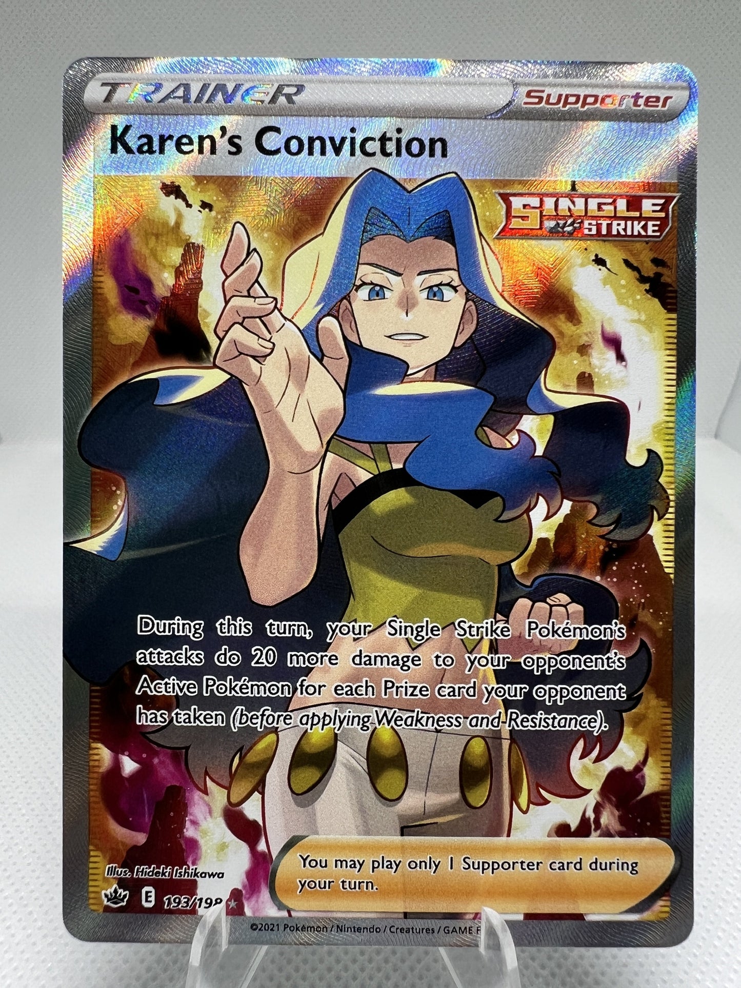 Karen's Conviction Trainer 193/198 Ultra Rare Pokémon 2021 Chilling Reign NM
