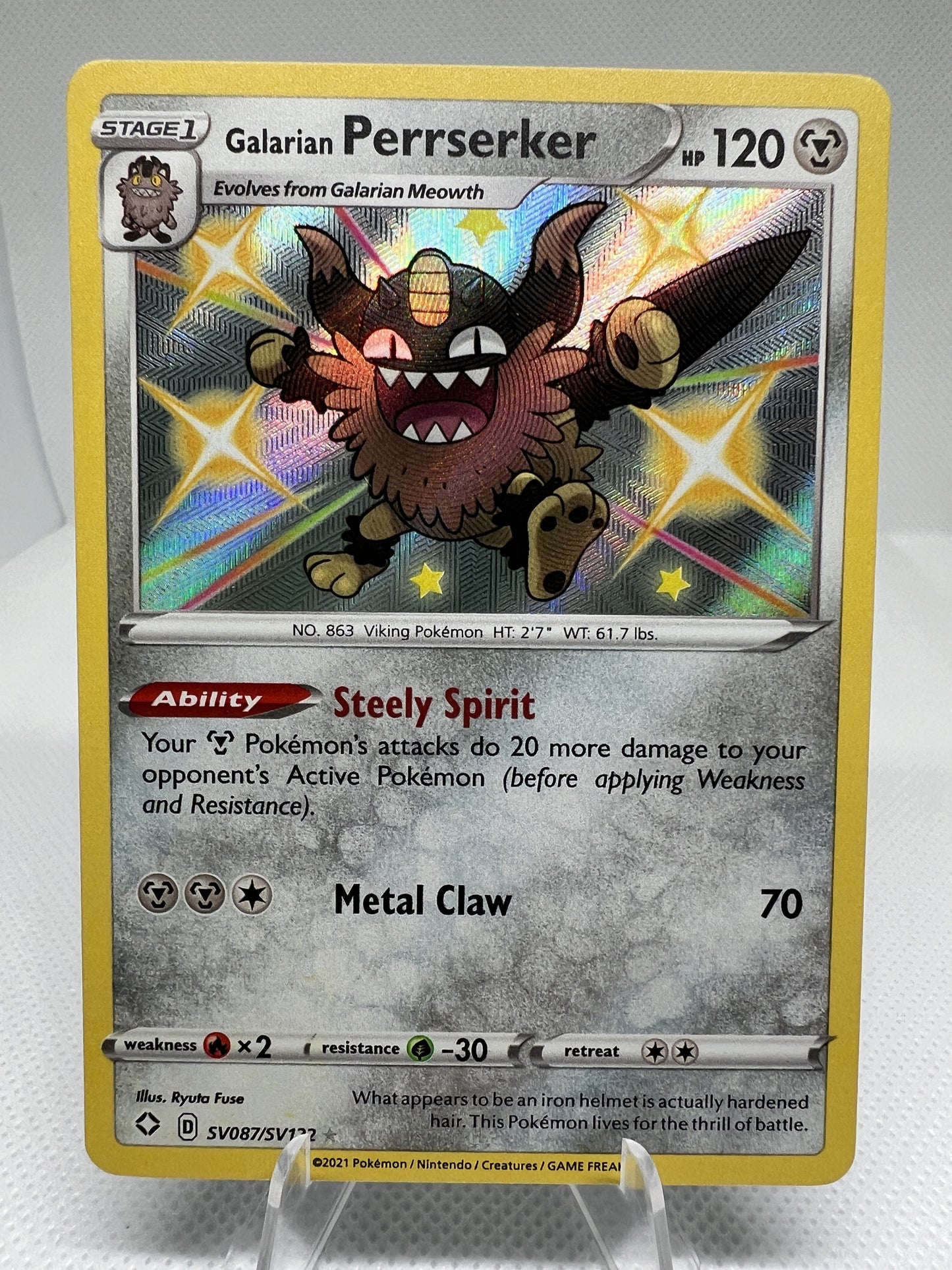 Galarian Perrserker - Ultra Rare SV87/SV122 - Shining Fates Shiny Vault