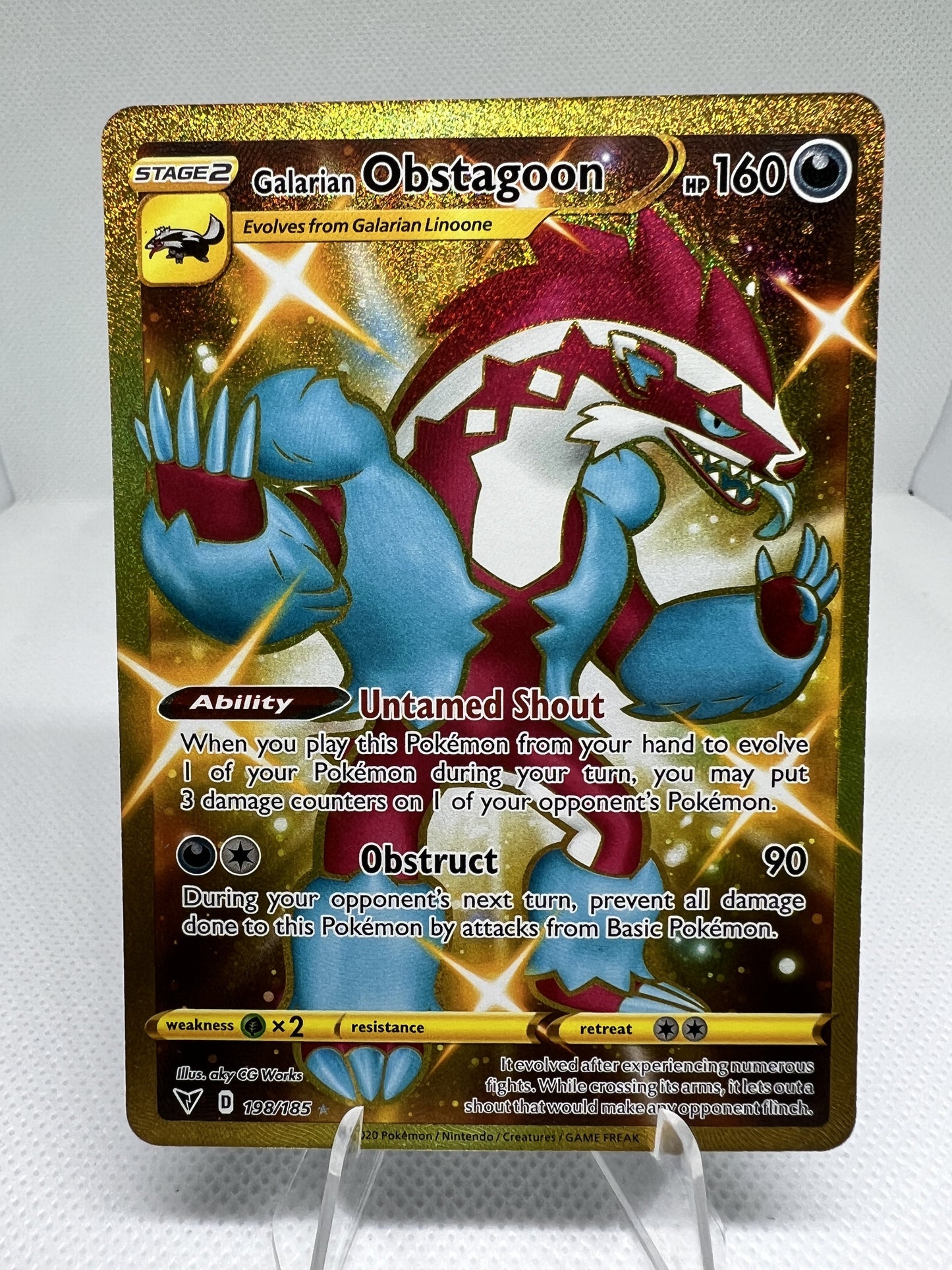Galarian Obstagoon Vivid Voltage 198/185 Holo Secret Rare Shiny