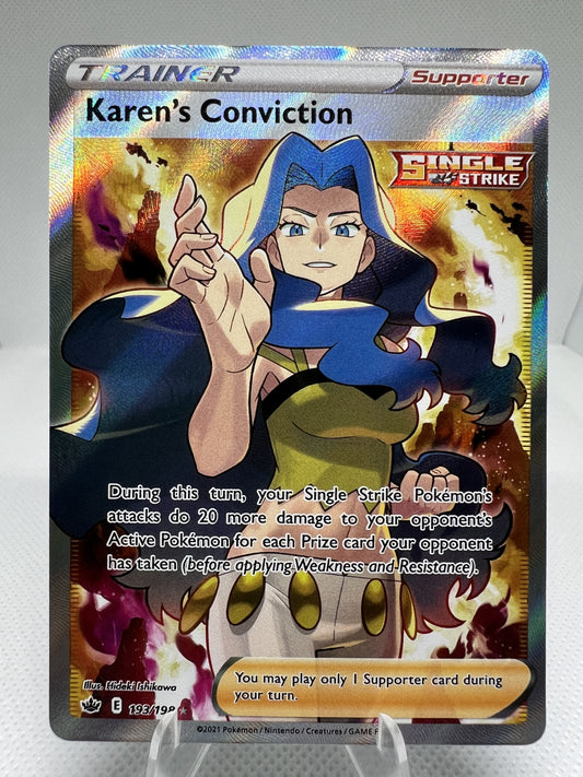 Karen's Conviction Trainer 193/198 Ultra Rare Pokémon 2021 Chilling Reign NM