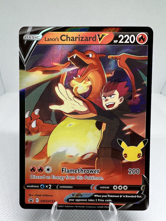 Lance's Charizard V ~ SWSH133 Black Star Promo Holo - 25th