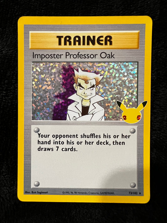 IMPOSTER PROFESSOR OAK 73/102 CELEBRATIONS POKEMON (HOLO RARE, NM)
